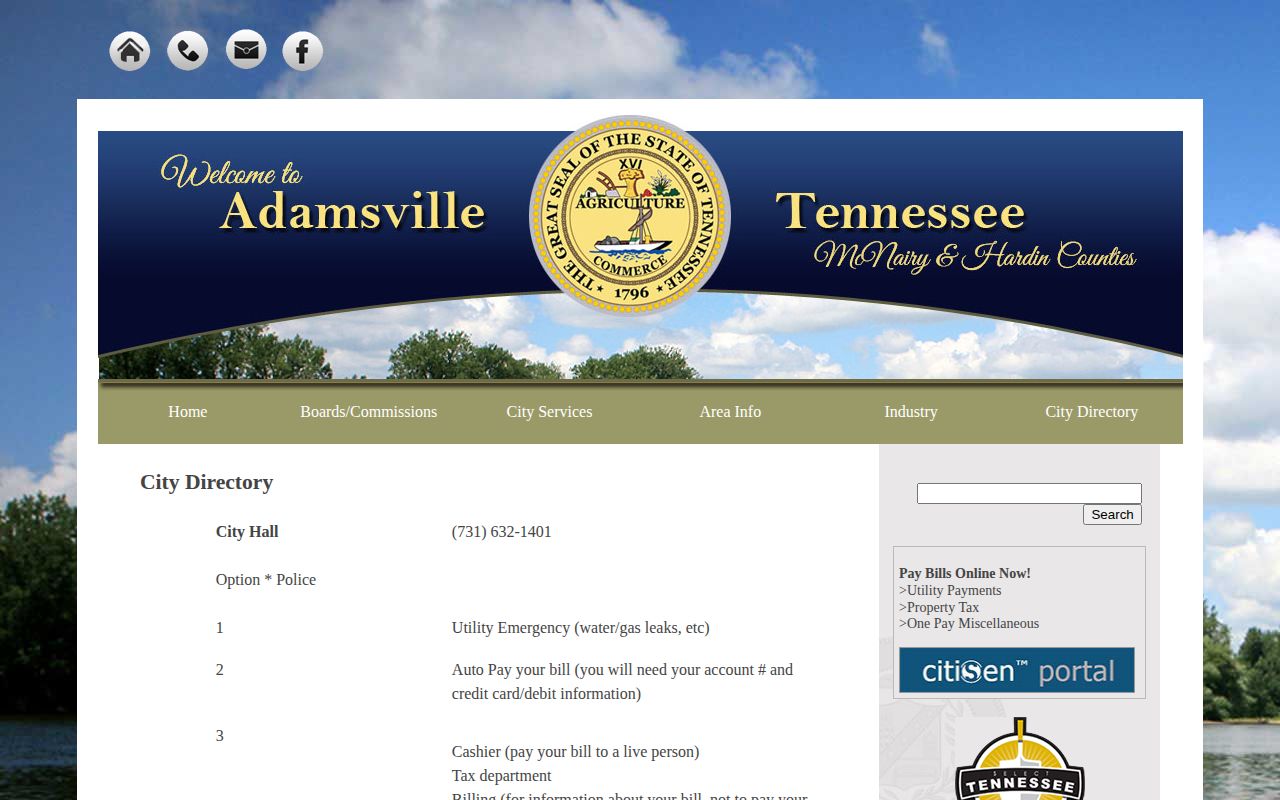 Hardin County Adamsville official city directory for Adamsville arrest record contacts